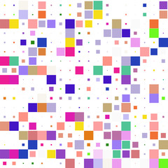 The mosaic of a bright colorful squares on a white background