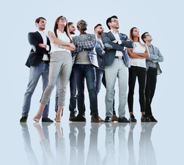 Obraz premium group of successful young people looking at copy space