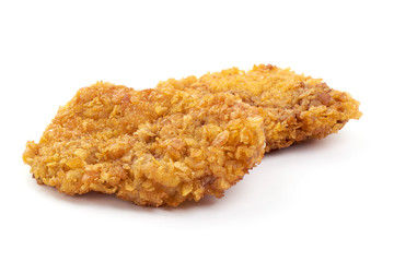 Fried Chicken nuggets, close-up, isolated on white background