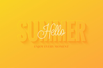 Summer vector banner. Hello summer sign on yellow