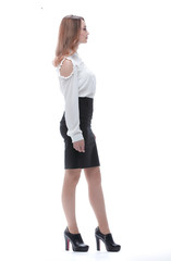 walking business lady, side view