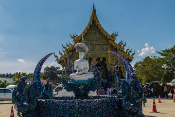 Sculpture of Himavanta wild animals at Wat Rong Suea Ten Temple, Chiang Rai, Thailand. The Himavanta is a legendary forest which surrounds the base of Mount Meru in Hindu mythology.