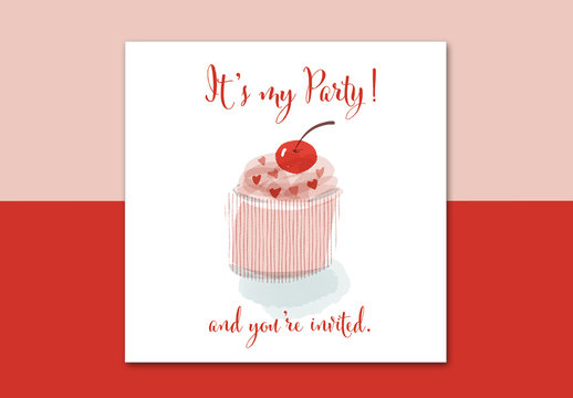 Cupcake Party Digital Card Layout