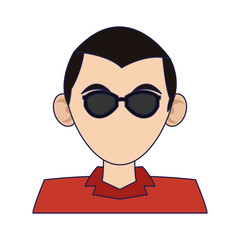 man faceless profile cartoon blue lines