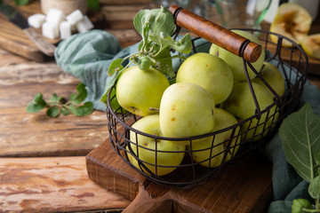 Organic green apples