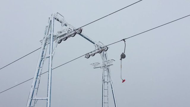 Ski lift at a ski resort. Lifting gears.