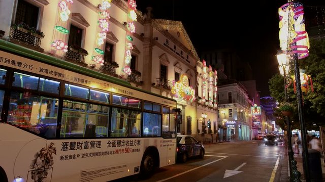 T/L WS Street scene at night / Macao, China