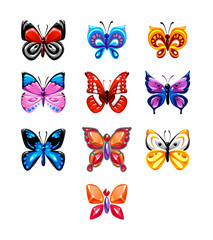 Fototapeta na wymiar Vector set of jewelry volume butterflies