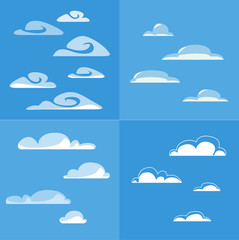 Obraz premium vector set of flat various clouds