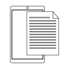 smartphone with documents symbol black and white