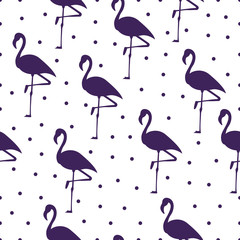 Tropical flamingo pattern. Seamless flamingo pattern. Polka dots. Vector illustration