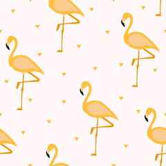 Tropical flamingo pattern. Seamless flamingo pattern. Polka dots. Vector illustration
