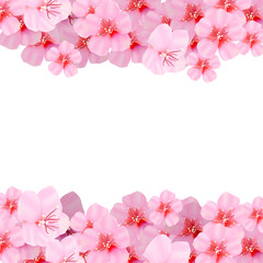 Fototapeta na wymiar Pink cherry blossom isolated on white background. Spring composition with sakura and place for text. Vector illustration