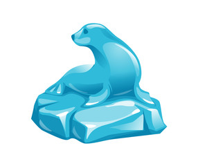 vector illustration of statuette of ice sea lion