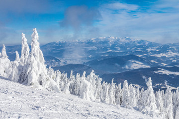 Beautiful scenery of the snowy winter landscape. View from Kubinska hola mountain in Slovakia, Europe. © Viliam