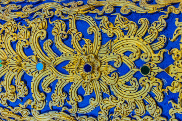 Beautiful wall and ceiling paintings in thai fine art pattern at Wat Rong Suea Ten Temple, also known as the Blue Temple, locate at Chiang Rai province, northern part of Thailand.
