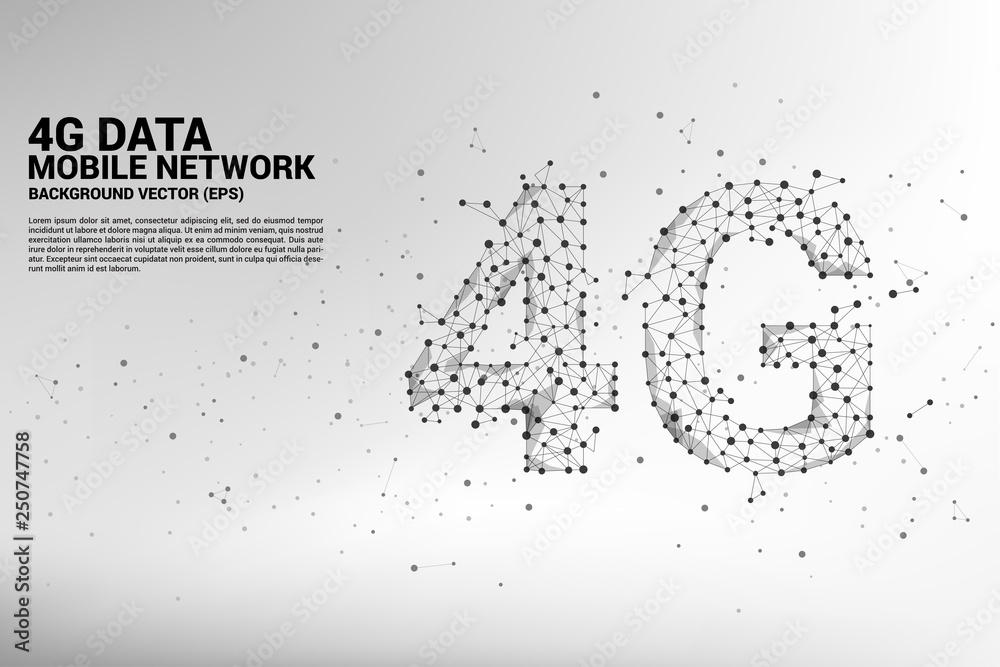 Aufkleber vector polygon dot connect line shaped 4g mobile network. concept for mobile phone data sim card tec