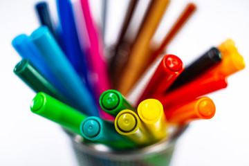 colored markers isolated on the white background