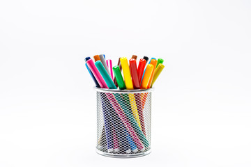 colored markers isolated on the white background