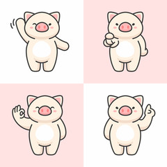 Vector set of cute pig characters