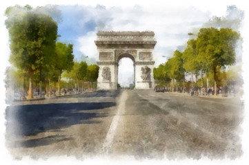 Obraz premium The Arc de Triomphe, a famous monument in Paris