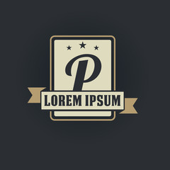 P letter vintage heraldry hipster logo template