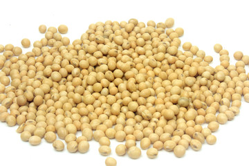 Raw soy beans, fresh and organic food, isolated on white background