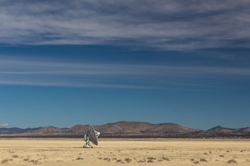 Very Large Array lone radio astronomy dish alone in the desert, science technology space, horizontal aspect
