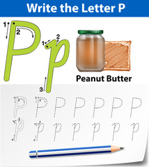 Letter P tracing alphabet worksheets