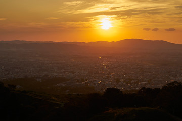 Fototapeta premium 奈良公園若草山からの夕景