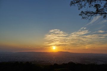 奈良公園若草山からの夕景