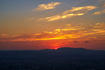 奈良公園若草山からの夕景