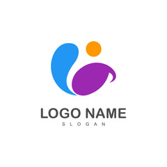 Healthy People Logo, Simple People Logo Template