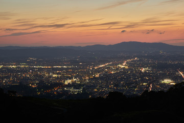 奈良公園若草山からの夕景