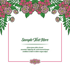 Vector illustration red flower frame with your sample text here hand drawn