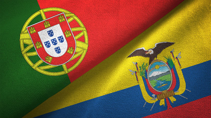 Fototapeta premium Portugal and Ecuador two flags textile cloth, fabric texture