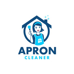 Apron Girl Home Cleaner Logo Design, its perfect for home service business