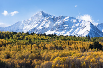 Wilson Peak with an elevation of 14,017 feet is located in Uncompahgre National Forest and the San Juan National Forest, Colorado. 