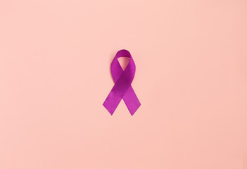 Purple ribbons toning copy space background, Alzheimer's disease, Pancreatic cancer, Epilepsy...