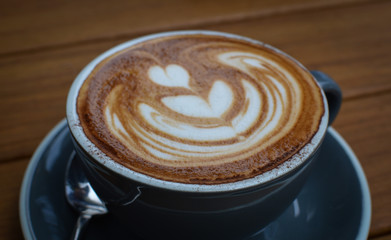 Cappuccino on wood table