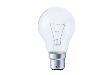 Incandescent energy saving lighted bulb isolated on pure white background