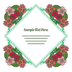 Vector illustration blossom flower frame with your sample text here hand drawn