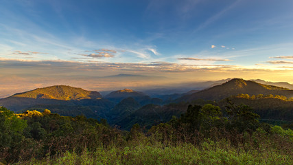 Obraz na płótnie Canvas sunset in the mountains , Ang Khang mountain view at Chiang Mai Thailand