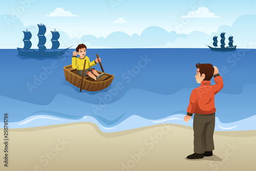 Two Friends Saying Goodbye Illustration