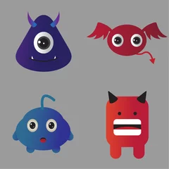 Fotobehang set of cute monster character © Feri Anggriawan