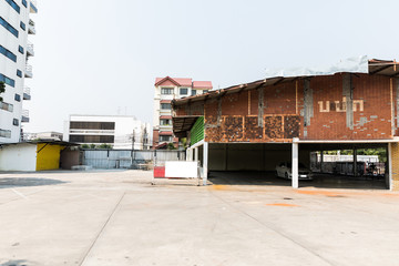 Interior of ruined, abandoned administrative,  As depressive background for thrash design