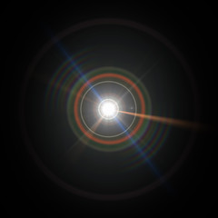 Solar Lens flare light special effect on Black background