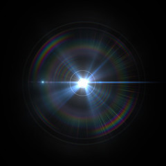 Solar Lens flare light special effect on Black background