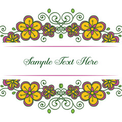 Vector illustration flower frame white backdrop with your sample text here hand drawn