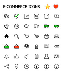 shopping icon, e-commerce shopping icon.